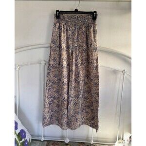 Patrons Of Peace Dressy Blue Floral Boho Wide leg Palazzo Pants Medium Spring